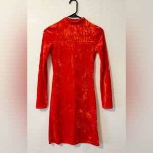 Crushed Orange Velvet Urban Outfitters Bodycon Dress